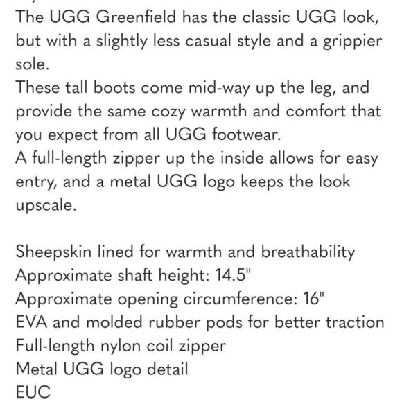 UGG Greenfield Black ZIP/ metal Ugg logo EUC SZ 9, PRISTINE - Picture 10 of 10